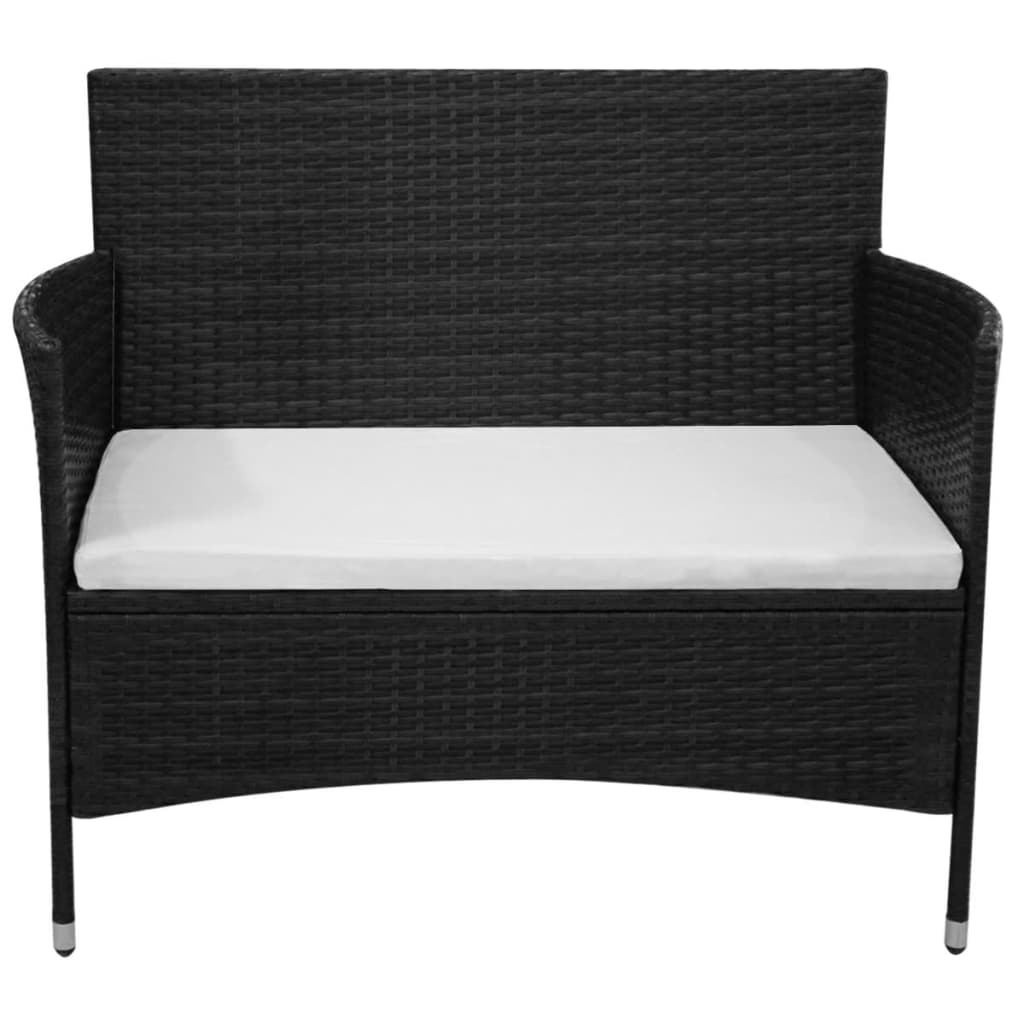Garden Bench 90 cm Poly Rattan Black