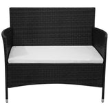Garden Bench 90 cm Poly Rattan Black