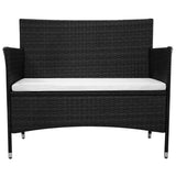 Garden Bench 90 cm Poly Rattan Black - Side View