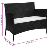 Garden Bench 90 cm Poly Rattan Black - Top-Down View
