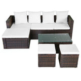 4 Piece Garden Lounge Set with Cushions Poly Rattan Brown - Side View