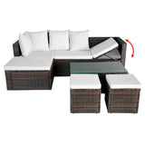 4 Piece Garden Lounge Set with Cushions Poly Rattan Brown - Rear View