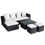 4 Piece Garden Lounge Set with Cushions Poly Rattan Black - Side View