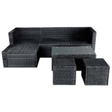 4 Piece Garden Lounge Set with Cushions Poly Rattan Black - Close-Up Angle