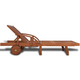 Sun Lounger Solid Acacia Wood - Top-Down View