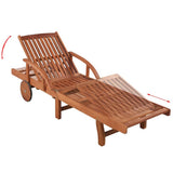 Sun Lounger with Table Solid Acacia Wood - Top-Down View