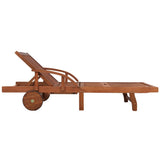 Sun Lounger with Table Solid Acacia Wood - 45-Degree Angle