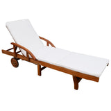 Sun Lounger with Cushion Solid Acacia Wood - Front View