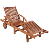 Sun Lounger with Cushion Solid Acacia Wood - Top-Down View