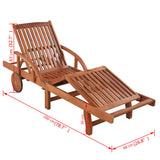 Sun Lounger with Cushion Solid Acacia Wood - Extra Image