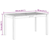 Garden Table 140x80x74 cm Solid Acacia Wood - Extra Image