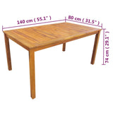 5 Piece Outdoor Dining Set Solid Acacia Wood - Close-Up Angle