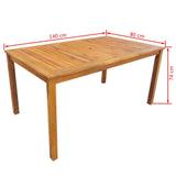 7 Piece Outdoor Dining Set Solid Acacia Wood - Close-Up Angle