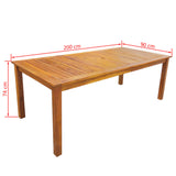 7 Piece Outdoor Dining Set Solid Acacia Wood - Close-Up Angle