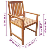 Garden Chairs 2 pcs Solid Acacia Wood Brown - Rear View