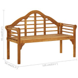 Garden Bench 135 cm Solid Acacia Wood - Rear View