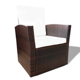 4 Piece Garden lounge set with Cushions Poly Rattan Brown - 45-Degree Angle