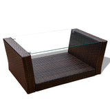 4 Piece Garden lounge set with Cushions Poly Rattan Brown