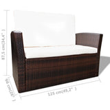 4 Piece Garden lounge set with Cushions Poly Rattan Brown