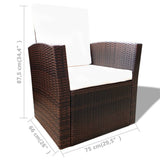 4 Piece Garden lounge set with Cushions Poly Rattan Brown