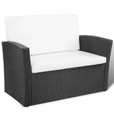4 Piece Garden lounge set with Cushions Poly Rattan Black - Top-Down View