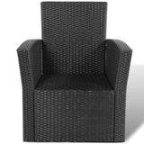 4 Piece Garden lounge set with Cushions Poly Rattan Black