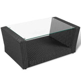 4 Piece Garden lounge set with Cushions Poly Rattan Black