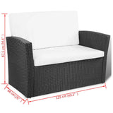 4 Piece Garden lounge set with Cushions Poly Rattan Black