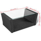 4 Piece Garden lounge set with Cushions Poly Rattan Black