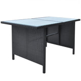 6 Piece Outdoor Dining Set with Cushions Poly Rattan Black - 45-Degree Angle