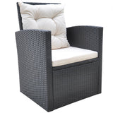 6 Piece Outdoor Dining Set with Cushions Poly Rattan Black - Rear View