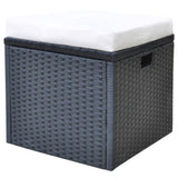 6 Piece Outdoor Dining Set with Cushions Poly Rattan Black - Close-Up Angle