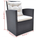 6 Piece Outdoor Dining Set with Cushions Poly Rattan Black - Extra Image