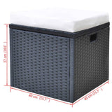 6 Piece Outdoor Dining Set with Cushions Poly Rattan Black