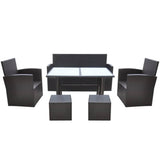 6 Piece Outdoor Dining Set with Cushions Poly Rattan Brown