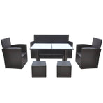 6 Piece Outdoor Dining Set with Cushions Poly Rattan Brown