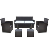 6 Piece Outdoor Dining Set with Cushions Poly Rattan Brown - Side View