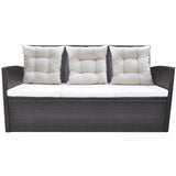 6 Piece Outdoor Dining Set with Cushions Poly Rattan Brown - Top-Down View