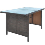6 Piece Outdoor Dining Set with Cushions Poly Rattan Brown - 45-Degree Angle