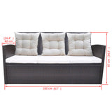 6 Piece Outdoor Dining Set with Cushions Poly Rattan Brown - Low Angle