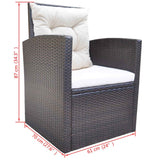 6 Piece Outdoor Dining Set with Cushions Poly Rattan Brown - Extra Image