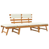 Garden Bench with Cushions 2-in-1 190 cm Solid Acacia Wood - Front View