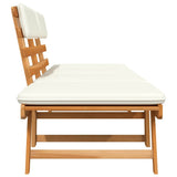 Garden Bench with Cushions 2-in-1 190 cm Solid Acacia Wood - 45-Degree Angle