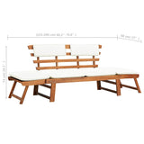 Garden Bench with Cushions 2-in-1 190 cm Solid Acacia Wood - Extra Image