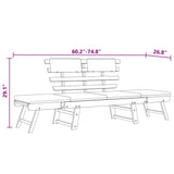 Garden Bench with Cushions 2-in-1 190 cm Solid Acacia Wood - Extra Image