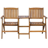 Folding Garden Bench with Tea Table 140 cm Solid Acacia Wood - Front View