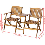 Folding Garden Bench with Tea Table 140 cm Solid Acacia Wood - Top-Down View