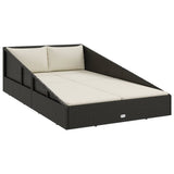Garden Bed Black 110x200 cm Poly Rattan - Front View