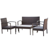 4 Piece Garden Lounge Set with Cushions Poly Rattan Brown - Side View