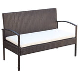 4 Piece Garden Lounge Set with Cushions Poly Rattan Brown - Top-Down View